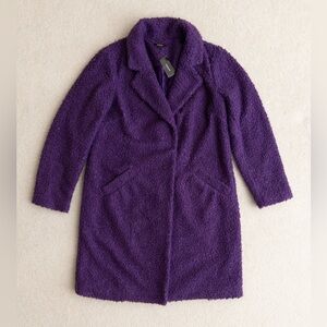 NWT Alfani Purple Boucle Textured Coat Womens Sz Medium Cozy Teddy Coat